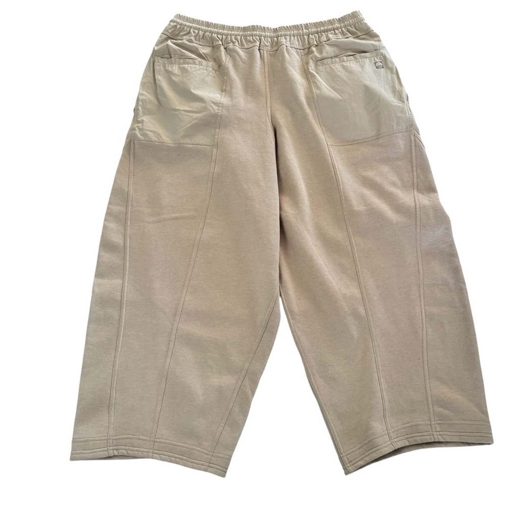 ANTHROPOLOGIE Daily Practice Drawstring Barrel Cropped Pants Neutral Size XL NEW - Picture 5 of 6
